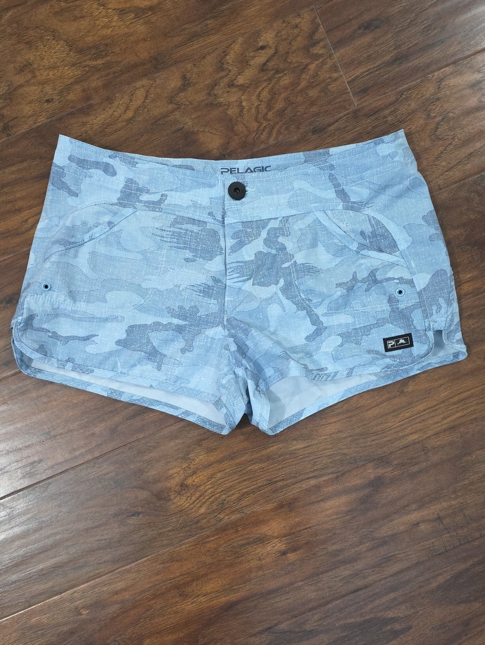 Pelagic Moana Blue Fish Camo Hybrid Shorts Coastal Fishing Size 2